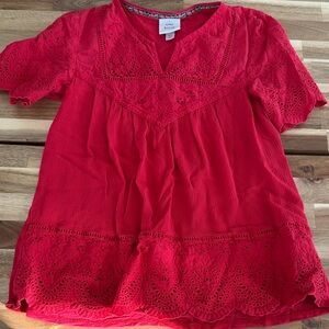 Knox Rose Red Eyelet Casual Top